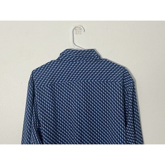 Con.struct Slim Fit Blue Geometric Print Button Up Shirt Size XL 4 Way Stretch - Picture 9 of 16